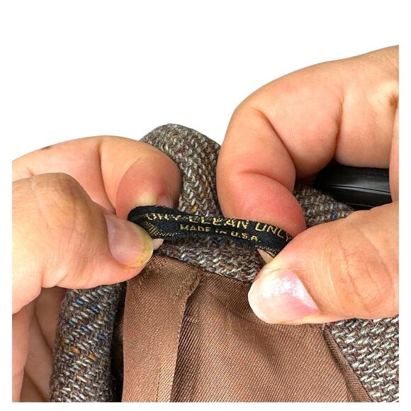 Vtg Stafford Hampshire Tweed Blazer Men 48L 48 L Brown Herringbone USA Made - Picture 8 of 9